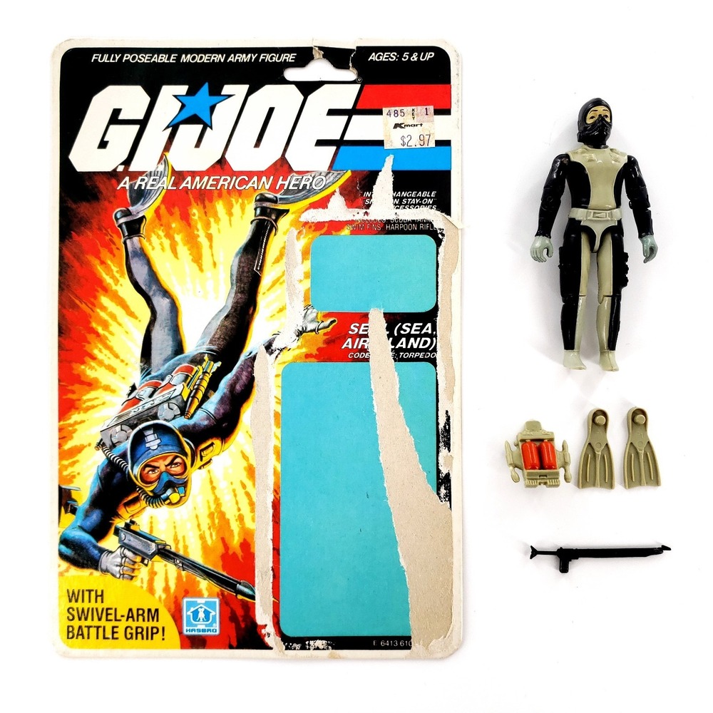 Vtg 1983 GI Joe Torpedo v1 Figure 100% Complete w/ Cardback Tight Joints